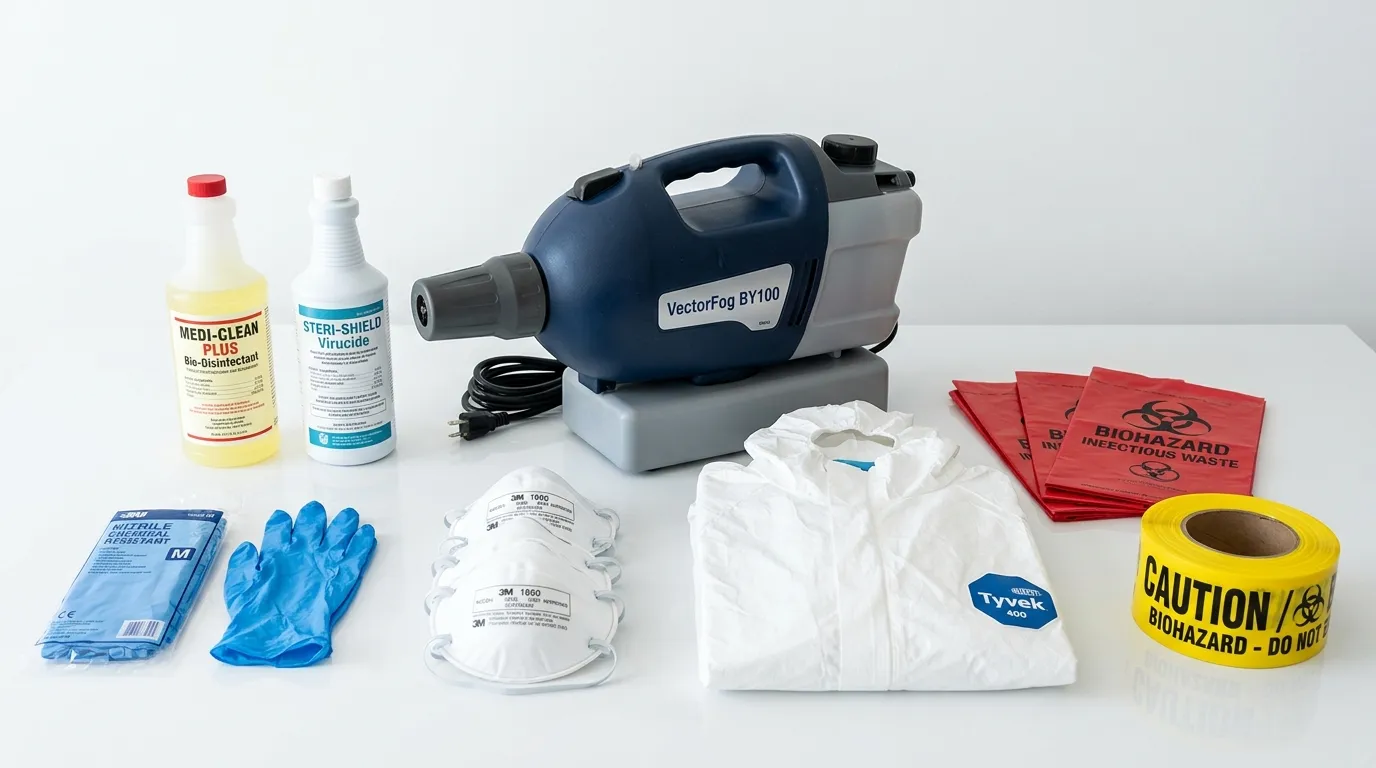 Professional biohazard remediation crew working in Durham