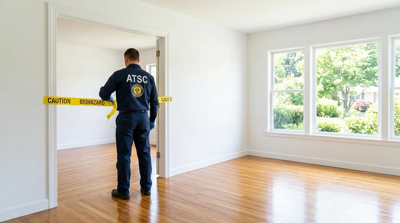 Certified biohazard cleanup crew performing Decomposition Cleanup in Durham